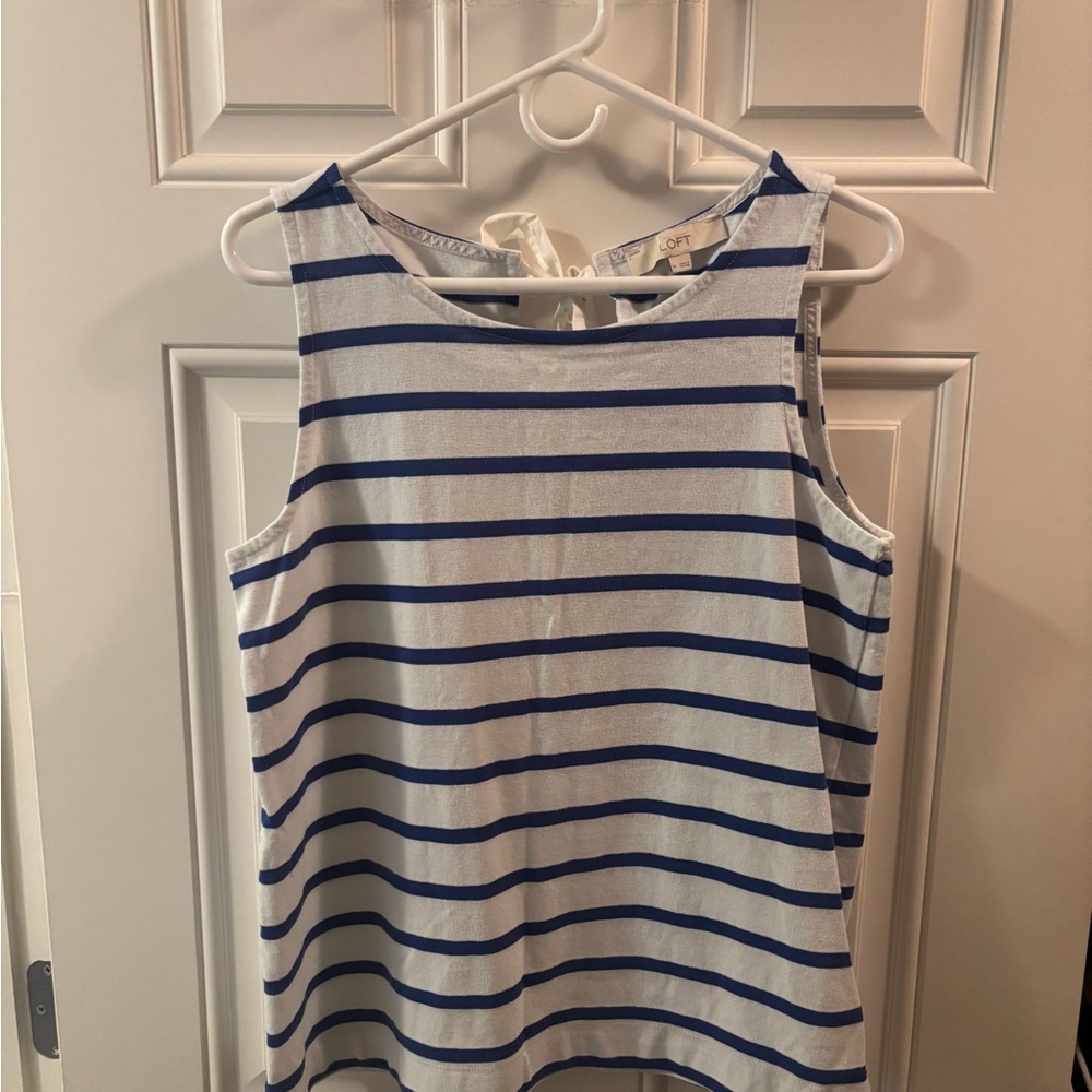 LOFT Royal Blue and White Striped Tank Top